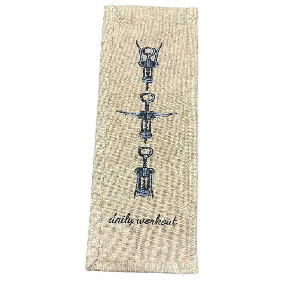 Jute Wine Bottle Daily Workout‎ Corkscrew Gift Bag Christmas Housewarming READ